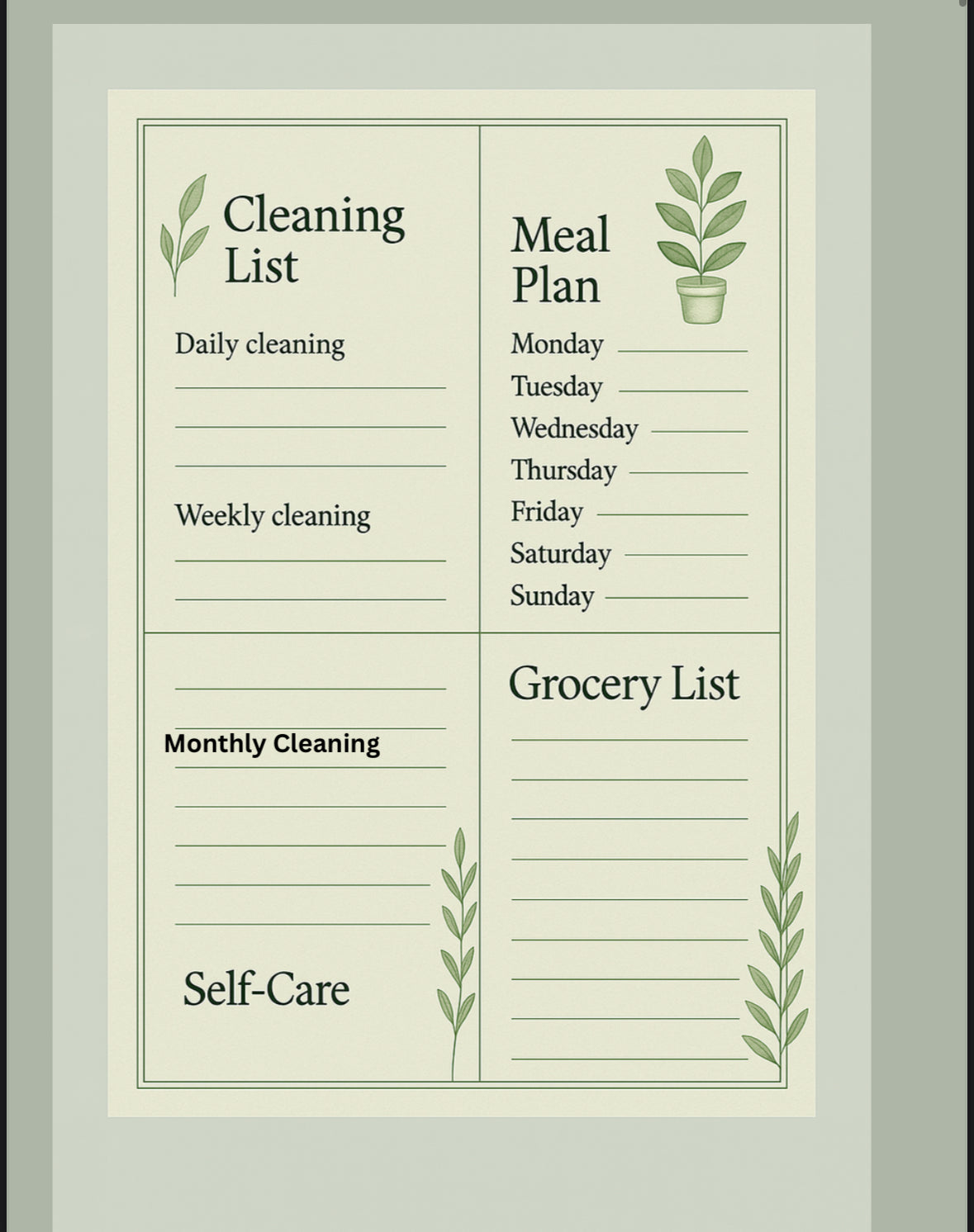 Green Elegant 26/25 Digital Planner
