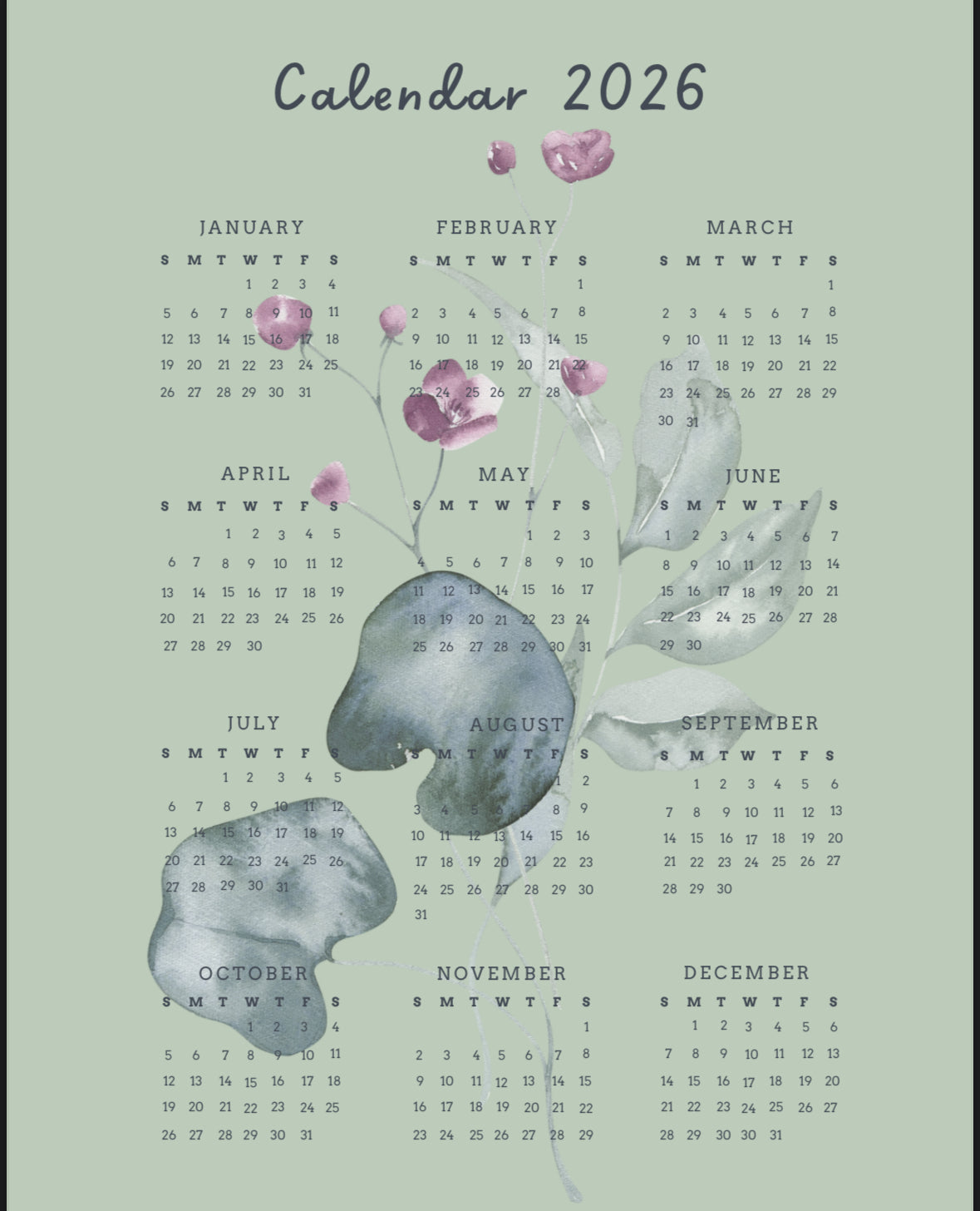 Green Elegant 26/25 Digital Planner