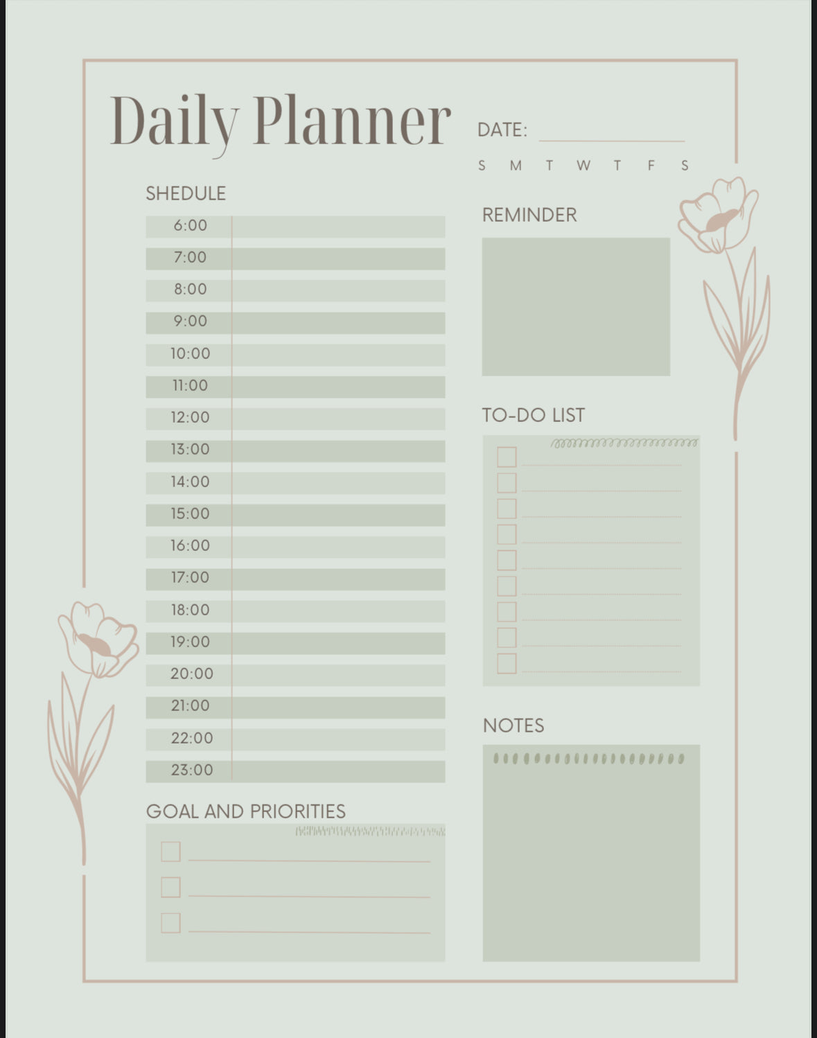 Green Elegant 26/25 Digital Planner